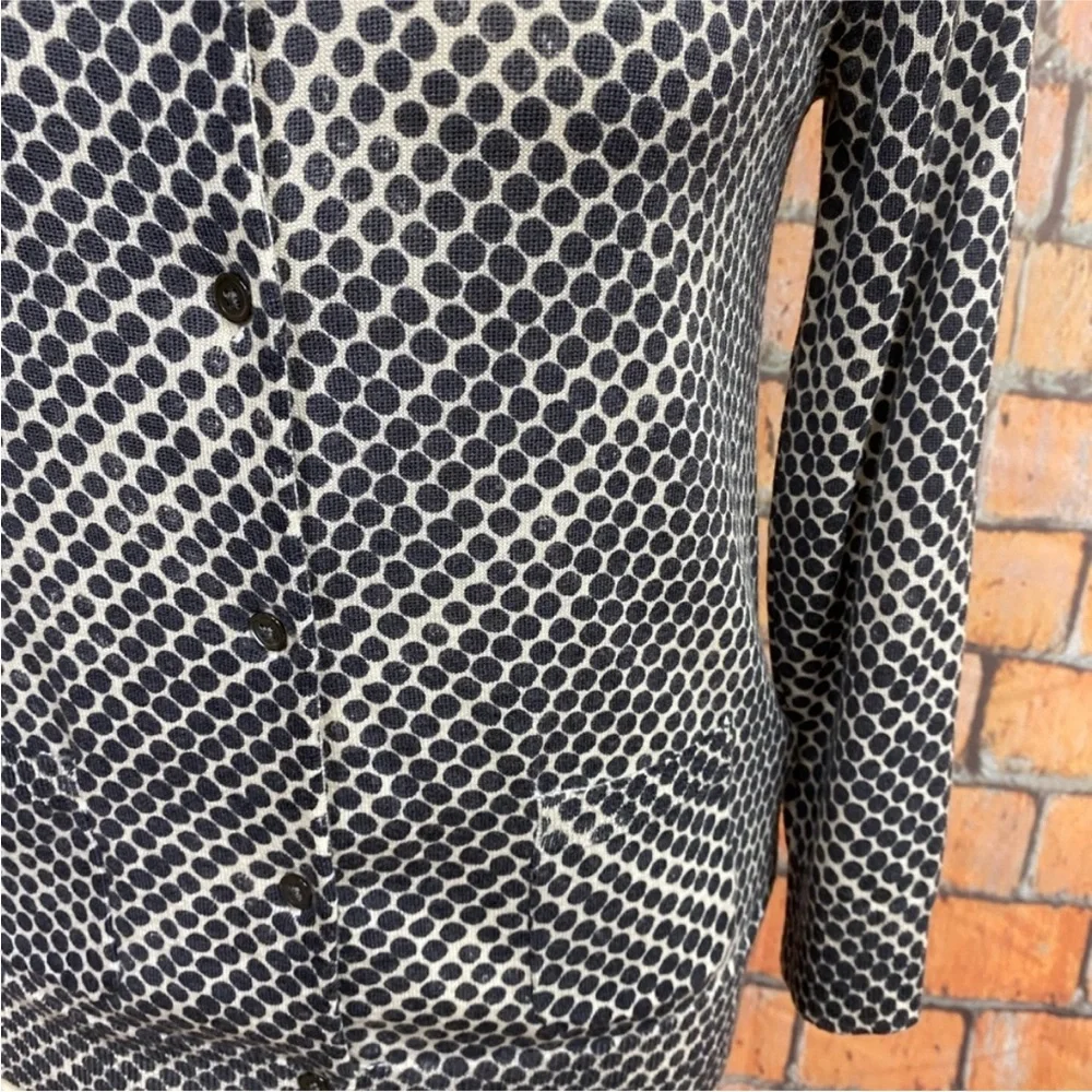 J. Crew Gray and White Polka Dot Merino Wool Cardigan‎ Sweater